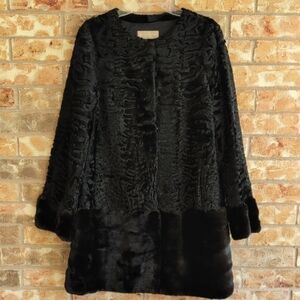 Maximilian Michael Kors Black Teddy Jacket Luxurious Plush Outerwear